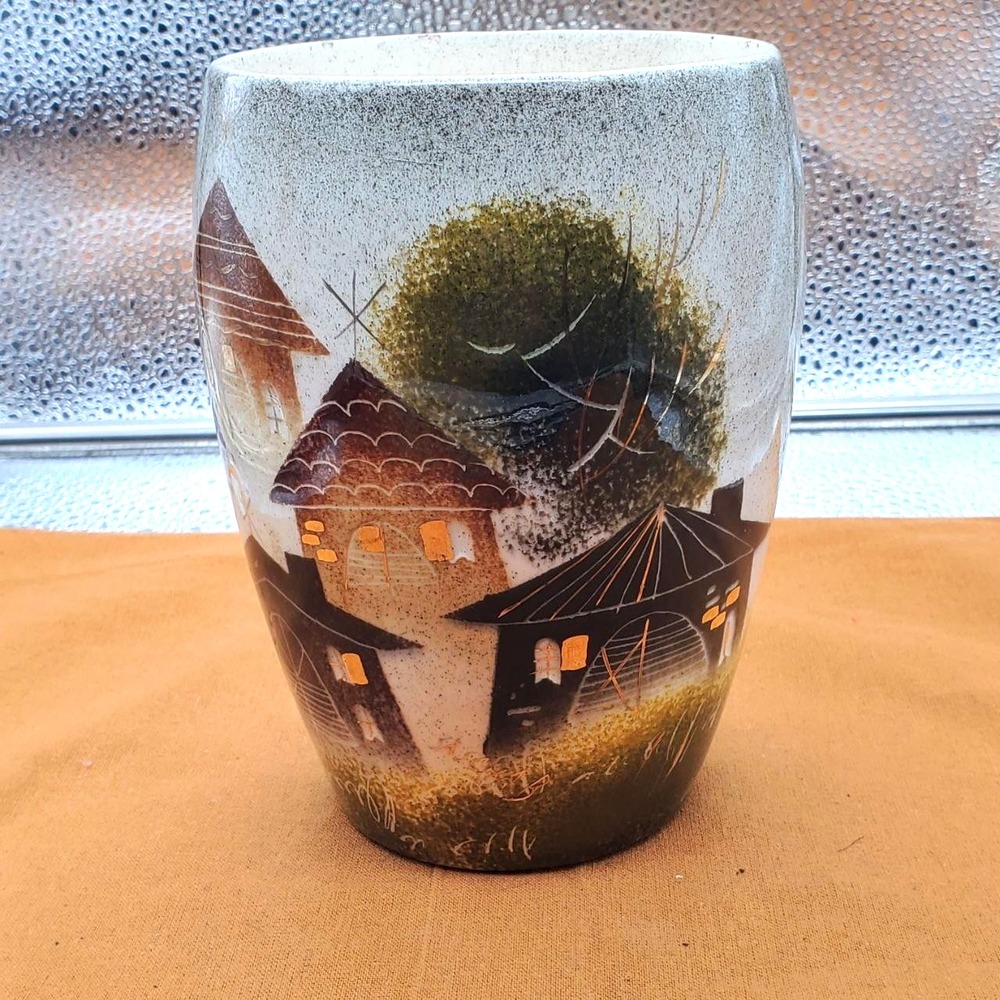 Vintage Sascha Brastoff California Landscape‎ Vase MCM Art Pottery F20 1950s